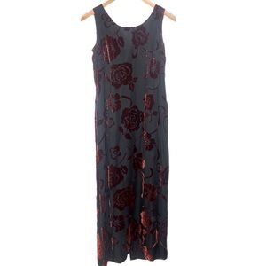 Laura Ashley Vintage Velvet Rose Silk Dress, size 8